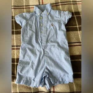 Ralph Lauren Polo Boys Cotton Blue and White Onesie Shorts